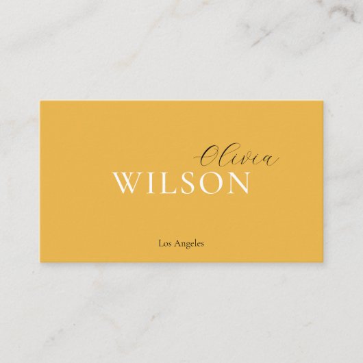 Minimalistisch script QR-code mosterdgeel Visitekaartje (Voorkant)