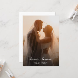 Minimalistisch script QR Code RSVP Weddenschap Kaart