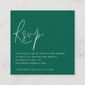 Minimalistisch Script QR Code Wedding Emerald RSVP Informatiekaartje (Voorkant)