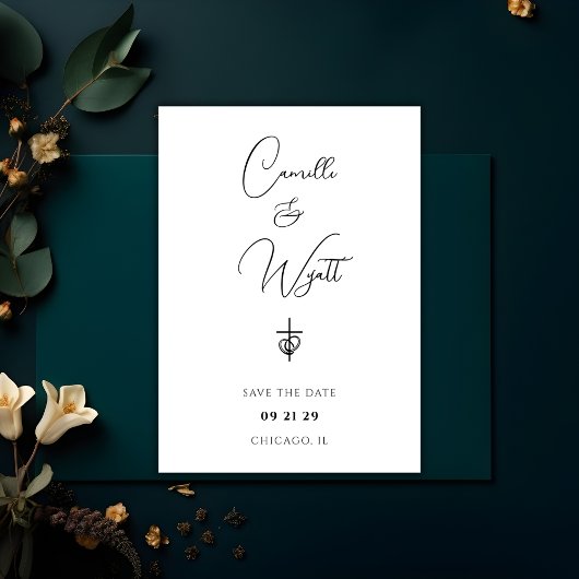 Minimalistisch Script Religious Cross Rings QR-cod Kaart