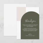 Minimalistisch Script Retro Boho Groene Boog Trouw Bedankkaart (Voorkant / Achterkant)