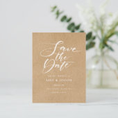 Minimalistisch script roestig kraft save the date aankondigingskaart (Staand voorkant)