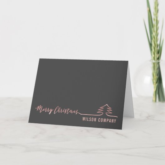 Minimalistisch script rosegolMerry-kerstbedrijf Feestdagen Kaart (Voorkant)