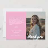 minimalistisch script roze afstuderen bedankkaart (Voorkant)