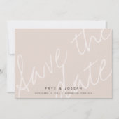 Minimalistisch Script Roze Beige Save the Date Kaa Kaart (Voorkant)