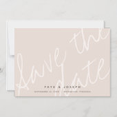 Minimalistisch Script Roze Beige Script Sla de dat Magnetische Uitnodiging (Voorkant)