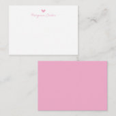 Minimalistisch Script Roze Hart Persoonlijk Notitiekaartje (Voorkant / Achterkant)