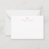 Minimalistisch Script Roze Hart Persoonlijk Notitiekaartje (Voorkant)