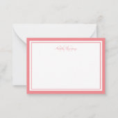 Minimalistisch Script Roze Twee Rand Monogram  Notitiekaartje (Voorkant)