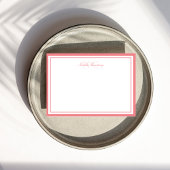 Minimalistisch Script Roze Twee Rand Monogram  Notitiekaartje