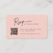 Minimalistisch Script RSVP QR Code Blush Roze Brui Informatiekaartje (Voorkant)