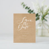 Minimalistisch Script Rustiek Kraft Bewaar de Datu Briefkaart (Staand voorkant)