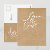 Minimalistisch Script Rustiek Kraft Bewaar de Datu Briefkaart (Voorkant / Achterkant)