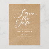 Minimalistisch script rustieke kraft save the date aankondigingskaart (Voorkant)