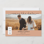 Minimalistisch Script Rustieke Terracotta Fotobrui Save The Date (Voorkant)