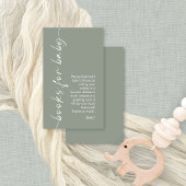 Minimalistisch Script Sage Books voor Baby shower Informatiekaartje