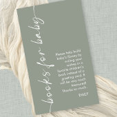 Minimalistisch Script Sage Books voor Baby shower Informatiekaartje