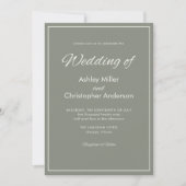 Minimalistisch script Sage Green All-in-One Weddin Kaart (Voorkant)