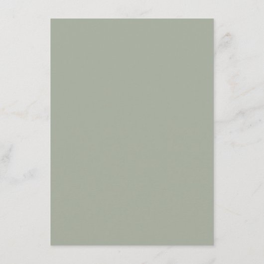 Minimalistisch script Sage Green bruiloft receptie Menu (Achterkant)