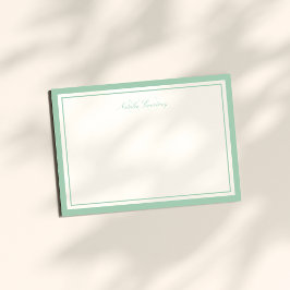 Minimalistisch Script Sage Green Two Border Monogr Notitiekaartje