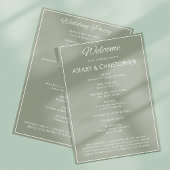 Minimalistisch script Sage Green Wedding Programmakaart