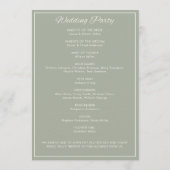 Minimalistisch script Sage Green Wedding Programmakaart (Achterkant)