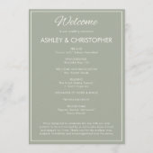 Minimalistisch script Sage Green Wedding Programmakaart (Voorkant)