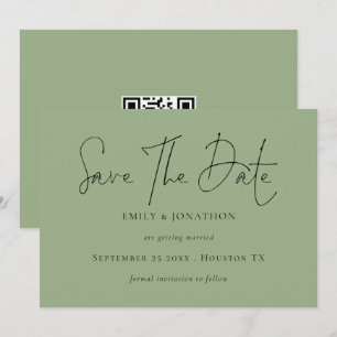 Minimalistisch script Sage Groen Sla de datum op Save The Date