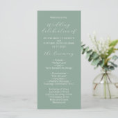 Minimalistisch Script Sage Huwelijksprogramma Programmakaart (Staand voorkant)