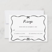 Minimalistisch Script Schattige Bow Heart Lijst RS RSVP Kaartje (Voorkant)