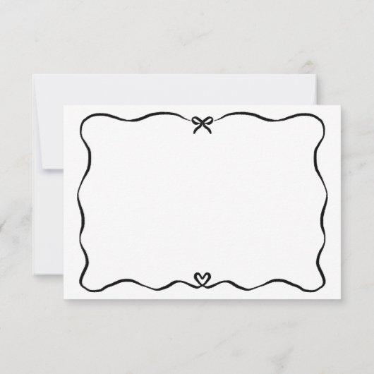 Minimalistisch Script Schattige Bow Heart Lijst RS RSVP Kaartje (Achterkant)