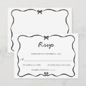 Minimalistisch Script Schattige Bow Heart Lijst RS RSVP Kaartje (Voorkant / Achterkant)