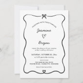 Minimalistisch Script Schattige Bow Heart Lijst We Kaart (Voorkant)