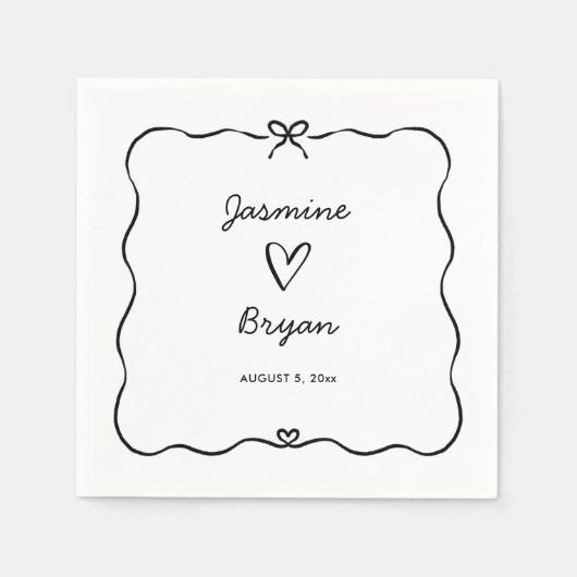 Minimalistisch Script Schattige Bow Heart Lijst We Servet (Voorkant)