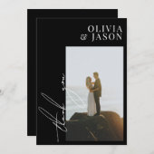 Minimalistisch script Simple Weduwfoto Hartelijk d Kaart (Voorkant / Achterkant)