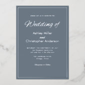 Minimalistisch Script Slate Grey Wedding Folie Uitnodiging (Voorkant)