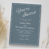 Minimalistisch Script Slate Grey Wedding Kaart