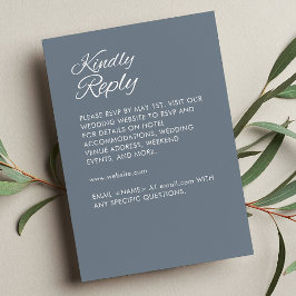 Minimalistisch Script Slate Grey Wedding RSVP Kaartje