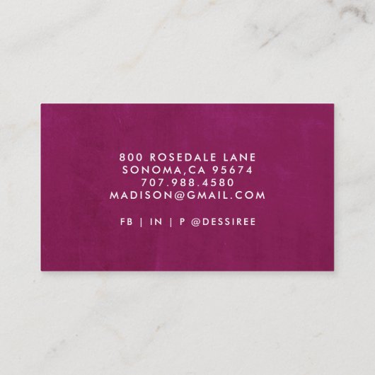 Minimalistisch script Smoky Deep Raspberry Simple Visitekaartje (Achterkant)