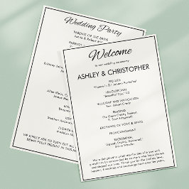 Minimalistisch Script Soft White Wedding Programmakaart