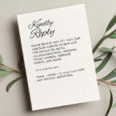 Minimalistisch Script Soft White Wedding RSVP Kaartje