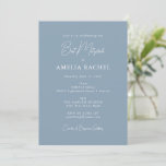 Minimalistisch script Stusty Blue Modern Bat Mitzv Kaart<br><div class="desc">Aangepaste minimalistische Script-usty Blue Modern Bat Mitzvah-uitnodiging</div>