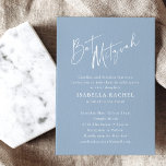 Minimalistisch script Stusty Blue Modern Bat Mitzv Kaart<br><div class="desc">Aangepast minimalistisch script klassieke usty Blue Modern Bat Mitzvah-uitnodiging</div>