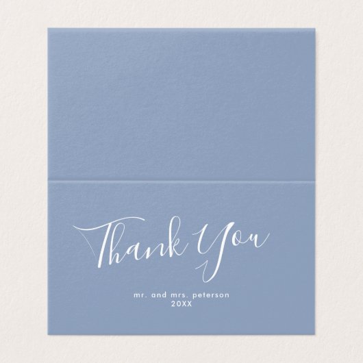 Minimalistisch script Stusty Blue Weddenschap Beda Kaart (Buitenkant ongevouwen)