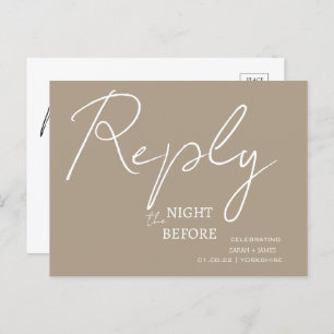 Minimalistisch script Taupe de nacht voor RSVP Uitnodiging Briefkaart