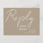 Minimalistisch script Taupe de nacht voor RSVP Uitnodiging Briefkaart (Voorkant)