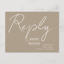 Minimalistisch script Taupe de nacht voor RSVP Uitnodiging Briefkaart