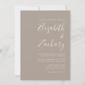 Minimalistisch script taupe trouwkaart kaart (Voorkant)