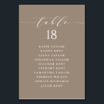 Minimalistisch Script Taupe Wedding Zitplaatsen Pl Kaart<br><div class="desc">tafel nummer zitplan. Het bevat een grillig script en klassieke typografie. Personaliseer door uw eigen gegevens toe te voegen. Dit minimalistische tafelplan is ideaal voor bruiloften,  baby showers,  vrijgezellenfeesten,  verjaardagen en nog veel meer.</div>