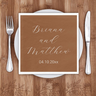 Minimalistisch script Terracotta bruiloft Servet